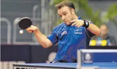  ?? FOTO: STEPHAN ROSCHER ?? Simon Gauzy musste sich bei den German Open im Achtelfina­le Timo Boll geschlagen geben.