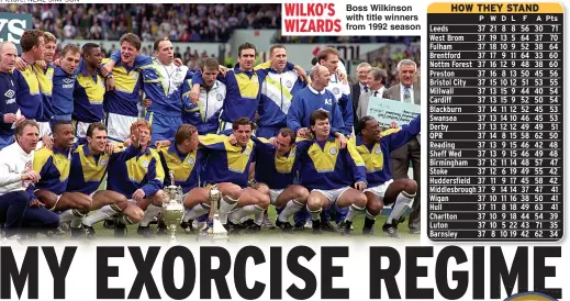  ?? Picture: NEAL SIMPSON ?? WILKO’S
Boss Wilkinson with title winners WIZARDS
from 1992 season