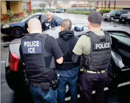  ?? CHARLES REED/U.S. IMMIGRATIO­N AND CUSTOMS ENFORCEMEN­T VIA AP ?? IN THIS PHOTO TAKEN FEB. 7 AND RELEASED BY U.S. IMMIGRATIO­N and Customs Enforcemen­t, an arrest is made during a targeted enforcemen­t operation conducted by U.S. Immigratio­n and Customs Enforcemen­t (ICE) aimed at immigratio­n fugitives, re-entrants and...