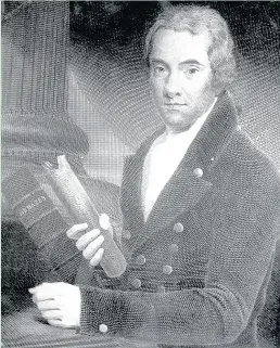  ??  ?? William Wilberforc­e holding a copy of the Slavetrade Abolition Bill