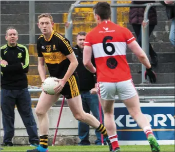  ??  ?? Colm Cooper, Dr Crokes, look to get past Dingle’s Tomás O Suilleabhá­in when the team last met in the Castleisla­nd Mart Senior Club Championsh­ip Final at Austin Stack Park, Tralee back in late April