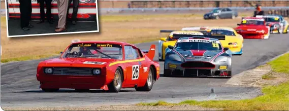  ??  ?? Above: AIR’s 1983 Australian GT Championsh­ip round (the day of the big startline crash) and Clem’s time racing his Charger is drawing to a close. Below: He wheels the old girl out at Mallala’s Sports Sedan round each year and presents the trophy.