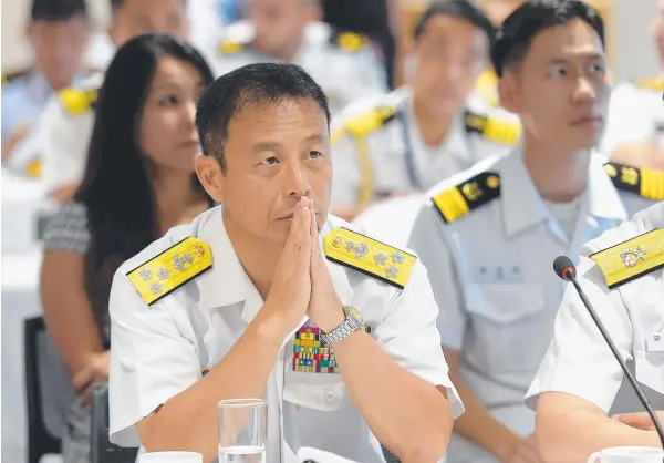  ?? Picture: PATRINA MALONE ?? Japanese Vice Admiral Kazuki Yamashita, CIC Self Defence Fleet listens to the opening address.