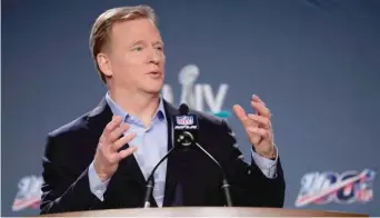  ?? GETTY IMAGES ?? NFL commission­er Roger Goodell says the draft will be held April 23-25 in Las Vegas, as scheduled.