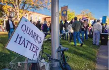  ?? EDDIE MOORE/JOURNAL ?? About 200 people rallied outside the New Mexico Public Education Department in Santa Fe on Oct. 16 to protest the department’s proposed science standards.