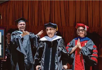  ?? Garvin Tso/Cal State East Bay ?? Betty Reid Soskin, 102, the oldest national park ranger in the country before retiring two years ago, receives an honorary doctorate at Cal State East Bay on Saturday.