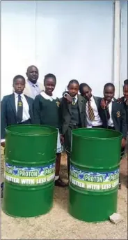  ??  ?? Dustbin donation to Southlea Park Primary School