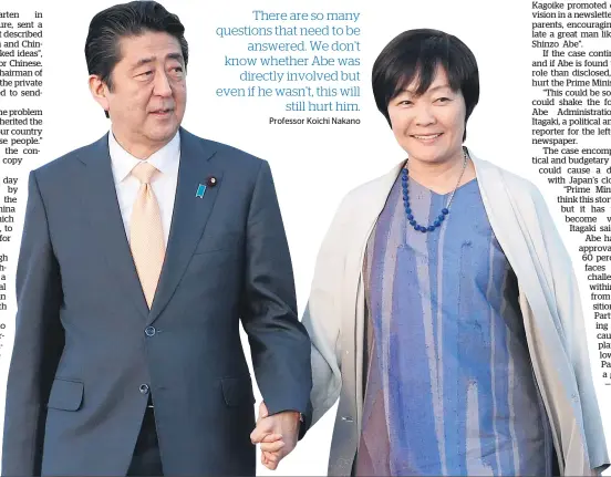  ?? Picture / AP ?? Shinzo Abe says he will resign if he or his wife Akie are found to have done anything wrong.