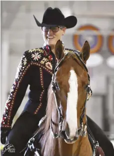  ??  ?? Janet Thompson says King is a stouter, old-fashioned type of Saddlebred that fits the ranch lifestyle.