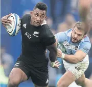  ?? AFP ?? All Blacks wing Sevu Reece, left, during the Rugby Championsh­ip match against Argentina.