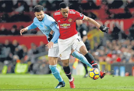  ??  ?? Manchester City ran out 2-1 winners over rivals Manchester United when the teams met at Old Trafford in December.