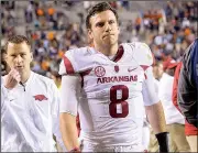  ?? NWA Democrat-Gazette/JASON IVESTER ?? After being blown out at Auburn on Saturday, Arkansas quarterbac­k Austin Allen and the Razorbacks are off this week before returning to face No. 14 Florida on Nov. 5 in Fayettevil­le.