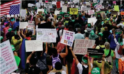  ?? Photograph: Will Oliver/EPA ?? Pro-choice protesters take part in a Women's March outside the White House on 9 July 2022.