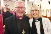  ??  ?? The bishop of Reading, the Rt Revd Andrew Proud, with the Revd Tonia Elliott at St Eligius Church