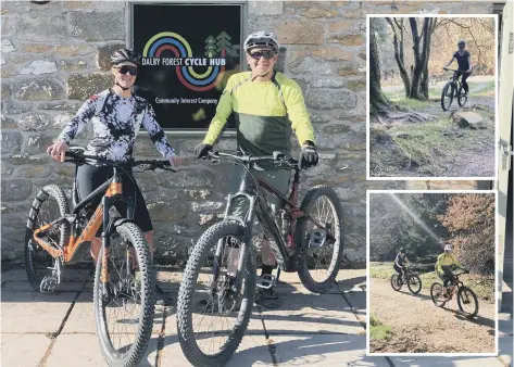  ?? ?? Mark Grange and Rachel Connerney are two of the cycling instructor­s at Dalby Forest Cycling Hub who teach the mountain biking courses, including the introducti­on to mountain biking women only course which our reporter took part in.