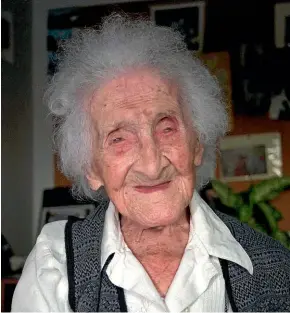 ?? AP ?? Jeanne Calment, believed to be the world’s oldest person, died on August 4, 1997 at the age of 122 in Arles, southern France.