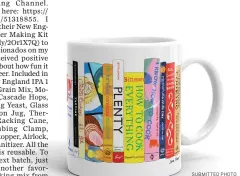  ?? SUBMITTED PHOTO ?? Cookbook collectors will enjoy drinking their coffee or tea from the white ceramic mug decorated with a set of 19 classic cookbooks.