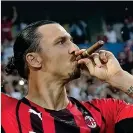  ?? (Afp) ?? Leader
Zlatan Ibrahimovi­c, 40 anni, fuma un sigaro durante la premiazion­e del Milan campione. Lo svedese ha segnato 8 gol in campionato