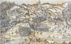  ?? FOTO: WALDBURG-ZEIL’SCHES GESAMTARCH­IV SCHLOSS ZEIL, ZAMS 54 ?? Das zweistündi­ge Artillerie­gefecht am 17. April 1525. Am Ende stand der Weingarten­er Vertrag.