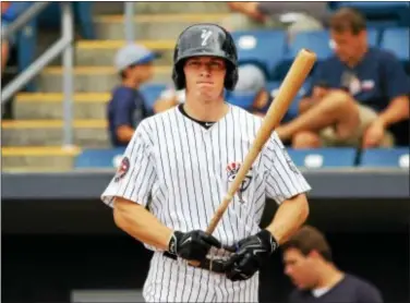  ?? GREGORY PAYAN — FILE PHOTO — THE ASSOCIATED PRESS ?? Jeff Hendrix, pictured here with the Staten Island Yankees, was one of three players promoted from High-A Tampa to the Thunder on Tuesday.