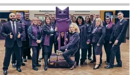  ?? East Midlands Railway ?? East Midlands Railway staff pose with EMR mascot Miles at Nottingham station to launch the train operator’s new staff uniform.