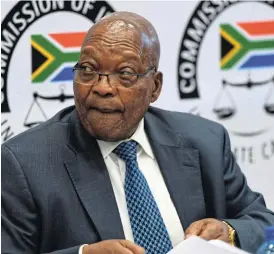  ?? /Reuters ?? Digging in his heels: Former president Jacob Zuma appears before the Zondo commission of inquiry into state capture in Johannesbu­rg.