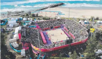  ?? Picture: ALEC COPPEL ?? Queen Elizabeth Park at Coolangatt­a has rocked with beach volleyball all week.