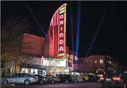  ?? JOSE CARLOS FAJARDO — STAFF FILE PHOTO ?? Spotlights illuminate the night sky during the Orinda Theatre 75th anniversar­y gala celebratio­n in Orinda on Dec. 29, 2016. The city rated No. 28on 24/ 7Wall Street’s recently released America’s 50Best Cities to Live list for 2020.