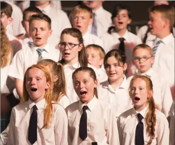  ??  ?? Singers from St Patrick’s Loreto Primary School, Bray taking part in the National Childrens Choir regional concert at Shoreline Greystones.