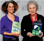  ?? AFP ?? JOINT WINNERS: British author Bernardine Evaristo (left) posing with her book Girl, Woman,
Other and Canadian author Margaret Atwood poses with her book The Testaments during the photo call for the authors shortliste­d for the 2019 Booker Prize for Fiction in London.—
