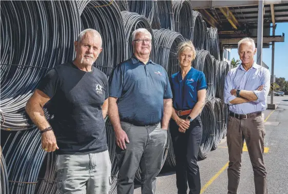  ??  ?? Neumann group directors Marc Neumann, Paul Neumann and Bill Neumann with Neumann Steel GM Kathy Bartley.