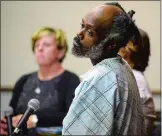  ?? SARAH GORDON/ THE DAY ?? Metese Hinds appears in New London Superior Court Wednesday on charges of violation of a protective order. Hinds sustained injuries that were not lifethreat­ening in the stabbing that left Raheeim General dead.