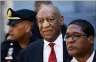  ?? ASSOCIATED PRESS ?? In this April 26 file photo, Bill Cosby, center, leaves the the Montgomery County Courthouse in Norristown. Cosby will be sentenced on Sept. 24, five months after he was convicted of sexual assault. Cosby’s lawyers had asked to delay sentencing until December.