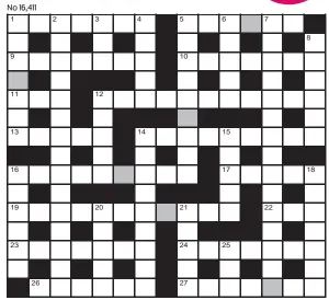  ?? FOR your chance to win, solve the crossword to reveal the word reading down the shaded boxes. HOW TO ENTER: Call 0901 293 6233 and leave today’s answer and your details, or TEXT 65700 with the word CRYPTIC, your answer and your name. Texts and calls cost  ??