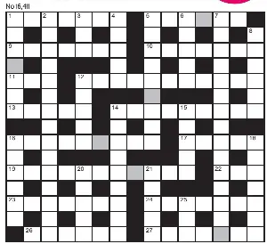  ?? FOR your chance to win, solve the crossword to reveal the word reading down the shaded boxes. HOW TO ENTER: Call 0901 293 6233 and leave today’s answer and your details, or TEXT 65700 with the word CRYPTIC, your answer and your name. Texts and calls cost  ??