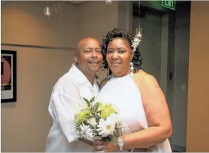  ??  ?? Paragon hosted a surprise wedding ceremony in its Chevron Suite for employee Teresa Garner and her fiancé, Ryne. The couple were recently married in front of 15 family members and more than 25 Paragon employees.