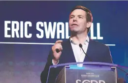  ?? MEG KINNARD
/ THE ASSOCIATED PRESS FILES ?? Republican­s want Democratic member of Congress Eric Swalwell kicked off an intelligen­ce committee over his involvemen­t with a woman accused of spying for China.