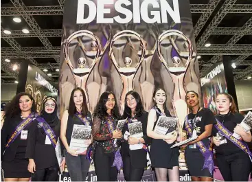  ??  ?? Team Limkokwing welcomes visitors to the “creative university” booth. It was the biggest exhibitor with 16 booths.
