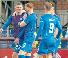  ?? ?? Shaun Rooney heads home St Johnstone’s opener, top; Reece McAlear celebrates after making it 2-2.
