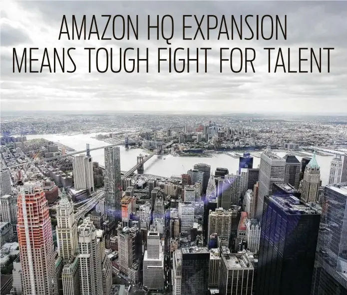  ?? Mark Lennihan / Associated Press ?? Some of the industries that have defined New York City and the Washington area will face increased competitio­n for talent when Amazon sets up shop in their territory.