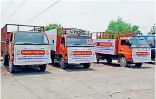  ??  ?? The mini-lorries which the GHMC provided to transport the bodies of those who died of Covid-19 free of cost.