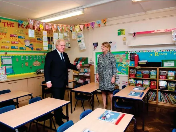  ?? (Getty) ?? The PM at a school in east London on Monday – A-level results are out tomorrow