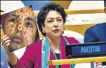  ?? TWITTER ?? Maleeha Lodhi, while replying to Indian external affairs minister Sushma Swaraj, brandishes the picture of a girl in Gaza.