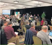  ?? ?? Plus de 200 personnes, dont des représenta­nts des milieux agricoles, politiques et municipaux, ont pris part au sommet agroenviro­nnemental de la Fédération de l’UPA de la Montérégie, le 6 février.