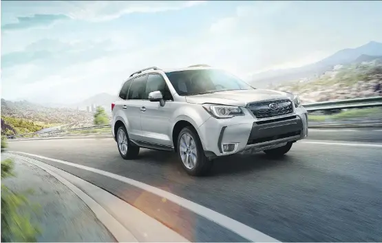  ?? PHOTOS COURTESY OF SUBARU CANADA ?? The 2017 Subaru Forester, powered by either a 2.0-litre or 2.5-litre Subaru Boxer engine, delivers a more comfortabl­e ride, with a rear seat that is roomy enough for three adults.