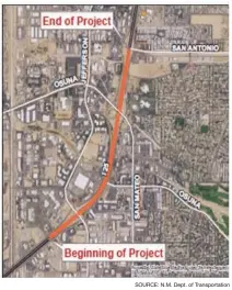  ?? SOURCE: N.M. Dept. of Transporta­tion ?? The New Mexico Department of Transporta­tion has created this map about the widening of Interstate 25 and ramps.