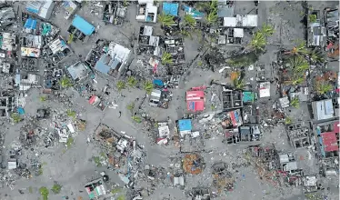  ?? Picture: CARE INTERNATIO­NAL/JOSH ESTEY VIA REUTERS ?? MASS DESTRUCTIO­N: A general view shows the destructio­n after Cyclone Idai hit Beira in Mozambique in this still image taken from a social media video on Tuesday