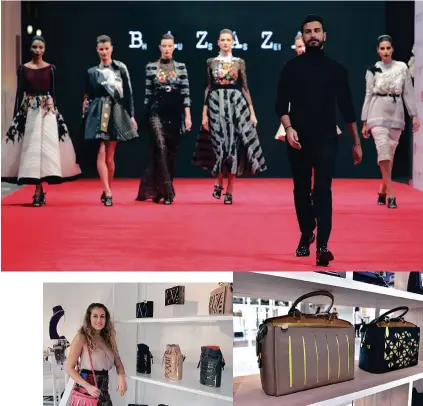  ??  ?? Above: Hussein Bazaza’s show at Fashion Forward. Left: FFWD participan­t Rula Galayini caught the eye of FarFetch