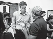  ?? Sarah A. Miller / Associated Press ?? Democratic Senate candidate Beto O’Rourke will launch TV ads in response to Ted Cruz’s attacks. Meanwhile, the El Paso lawmaker stops Monday in Tyler for a town hall.