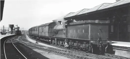  ?? W A Camwell/SLS Collection ?? Another view from the same day, 19 July 1948, records Ivatt ‘D3’ class 4-4-0 No 2133 arriving tender-first at Chesterfie­ld (Central) with the 3.30pm service from Staveley. Even with two intermedia­te station stops – Staveley Works, and Sheepbridg­e & Brimington – the journey was only about 15 minutes; note the six-wheel van at the head of the rake. Former Great Northern Railway ‘D3s’ gained a brief foothold at Staveley’s ex-GCR shed, briefly in 1936/37 and then for lengthy periods once the pictured engine was transferre­d in from Colwick on 10 August 1943. For a while No 2133 dipped in and out of the Staveley books to cover the shed’s limited passenger operations, the Doncaster veteran of May 1898 clearly just seeing out its days – 4-4-0s with 6ft 7½in driving wheels were not intended for such menial duties – its withdrawal coming from Staveley shed at the end of August 1949.